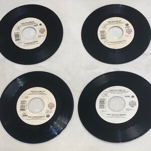 4 Vintage Hank Williams Jr 45 RPM Vinyl Records with White Center Labels